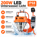 200W LED Unterwasserlampe IP68 – Grünes Fischlicht 22500LM für Boot und Angeln